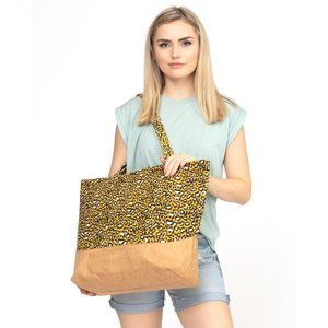 Mustard Yellow Leopard Canvas Tote Bag